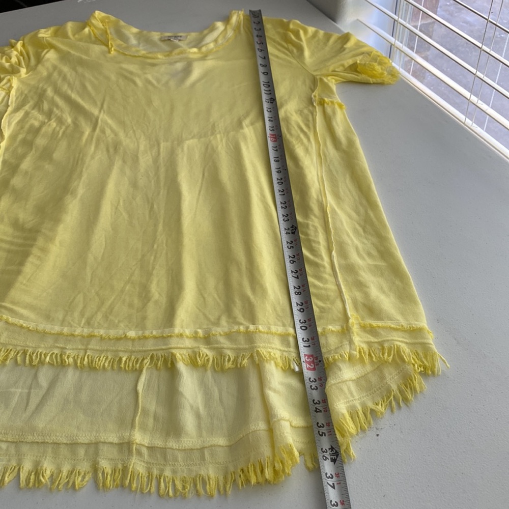 Umgee Yellow Scoop neck Fringe Hem Tunic Dress Size L - Picture 7 of 10
